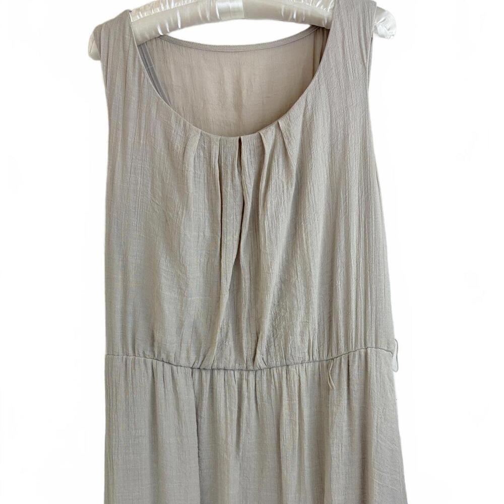 AGB Women’s 16 Beige Sleeveless Hi-Low Tiered Skirt Pleated Neck - Picture 3 of 8